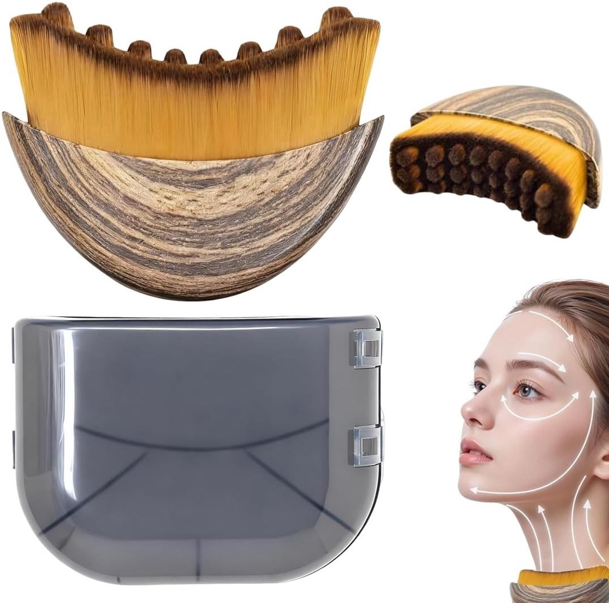 Lymfedrainage Borstel voor Gezicht - Massager voor Contour van Kin en Kaak met Opbergdoos, Perfect voor Gezonde Huid en Ontspanning