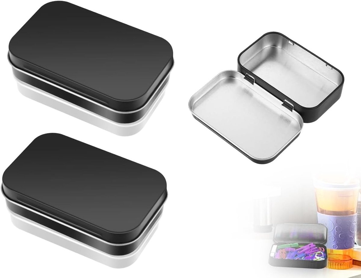 Praktische metalen opbergdozen, set van 2, ideaal voor speelkaarten en kleine voorwerpen, met deksel en compact ontwerp