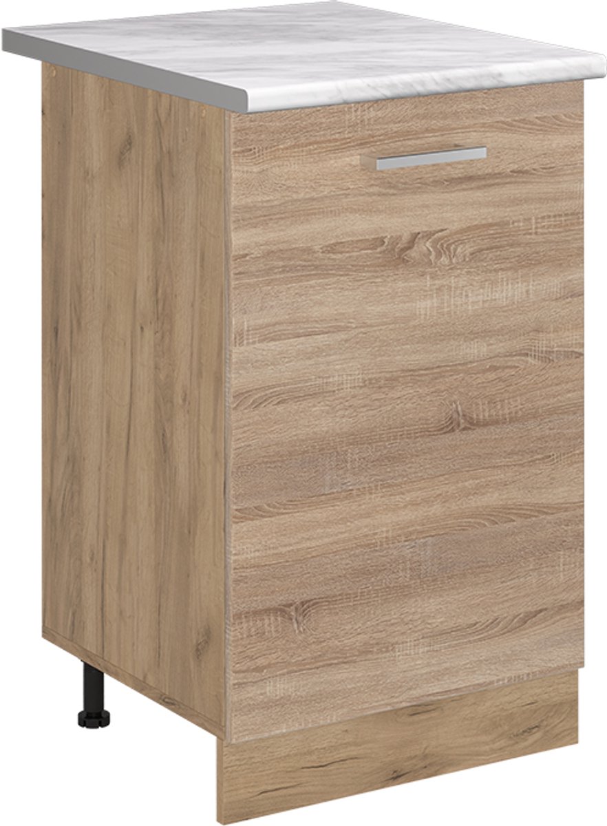 Vicco Keukenonderkast R-Line, Sonoma/Goudkleurig Eiken, 50 cm marmer werkblad