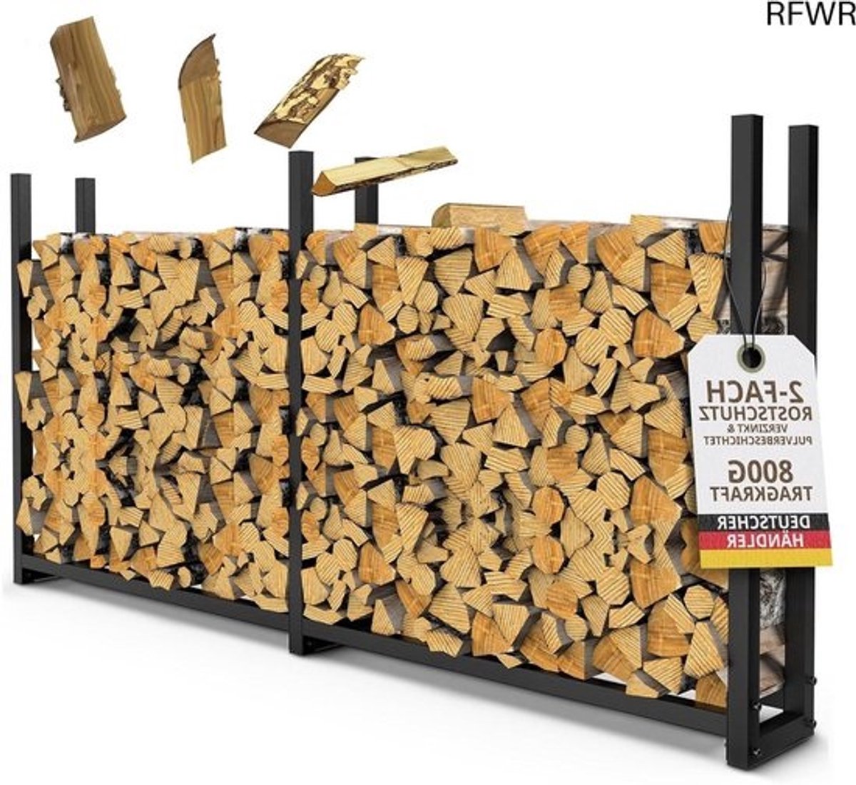 RFWR® Gegalvaniseerd brandhoutrek voor buiten 223 x 25 x 115 cm
