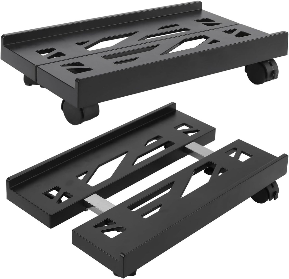 PC Stand met Wielen - 2 Stuks, Zwart, CPU Houder voor Computer, Verstelbaar en Mobiel