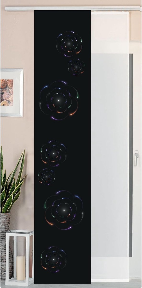 2-delige set schuifgordijn paneelgordijn wilde zijde look en voile paneel, 245x45, cirkel, 80400