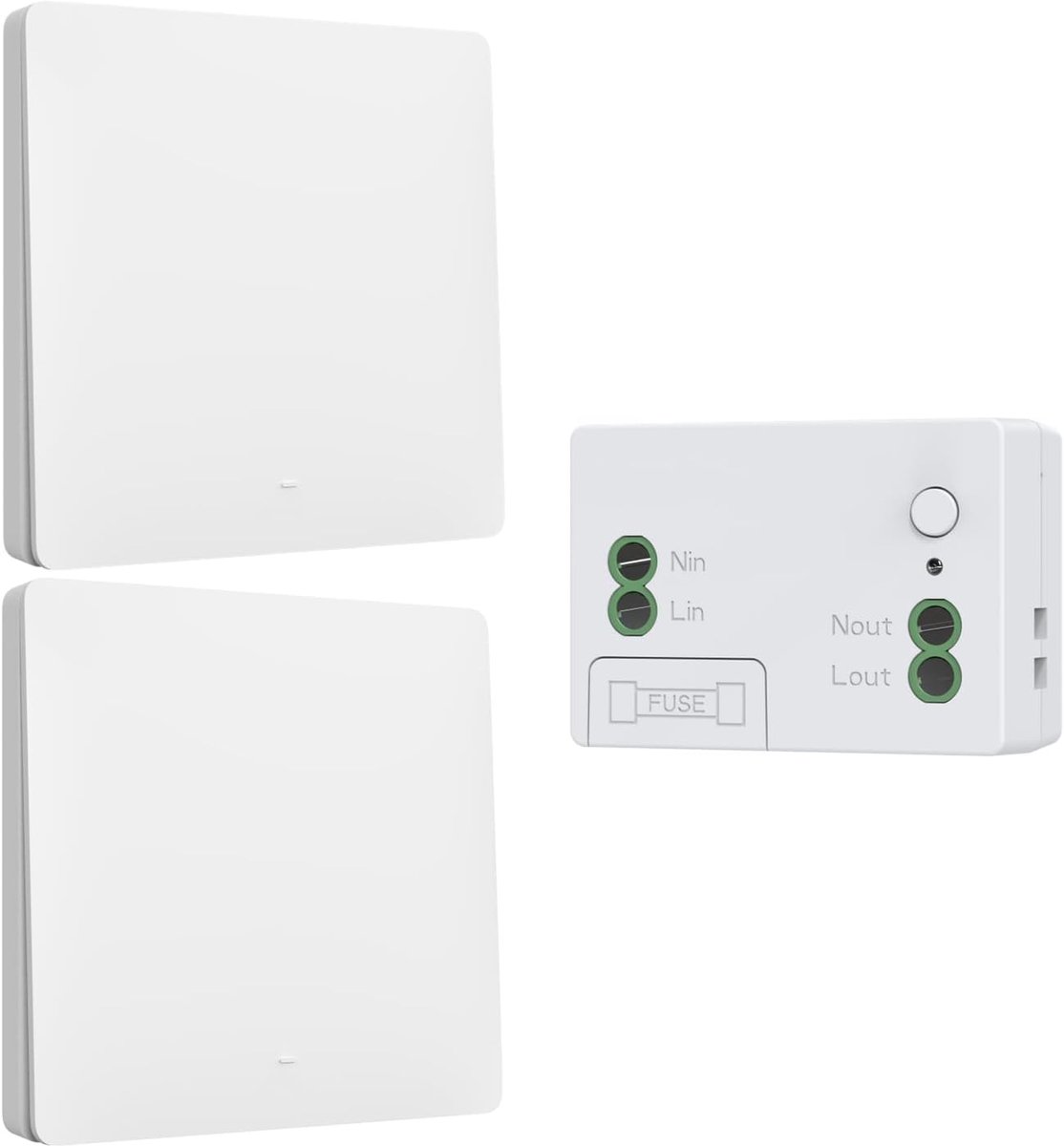 Draadloze schakelaarset zonder batterijen, zelfaangedreven schakelaar, kinetische draadloze schakelaars, batterijloos, afstandsbediening, radio, draadloze lichtschakelaar RF (EU 1Gang 2V1