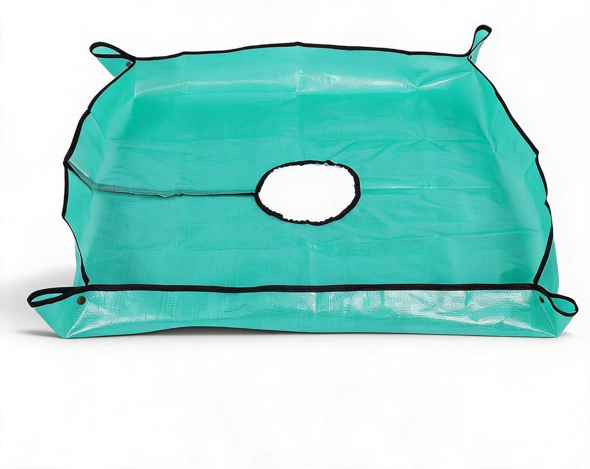 Landschapszeil voor het snoeien van bomen, 99 x 39 inch polyethyleen snoeischijf met 7,8 inch middengat en vier hoekgespen voor het inperken van tuinpuin (39,3 x 39,3 in)