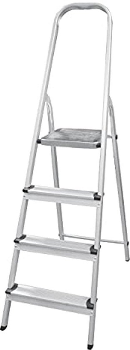 Vouwladder met 4 treden - van aluminium - voor thuisgebruik - Maximaal 150 kg