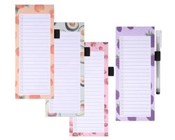 Magnetisch Blocnote Set van 4 - Afscheurbare To-Do Lijsten voor Koelkast - Organiseer je Boodschappen en Plannen