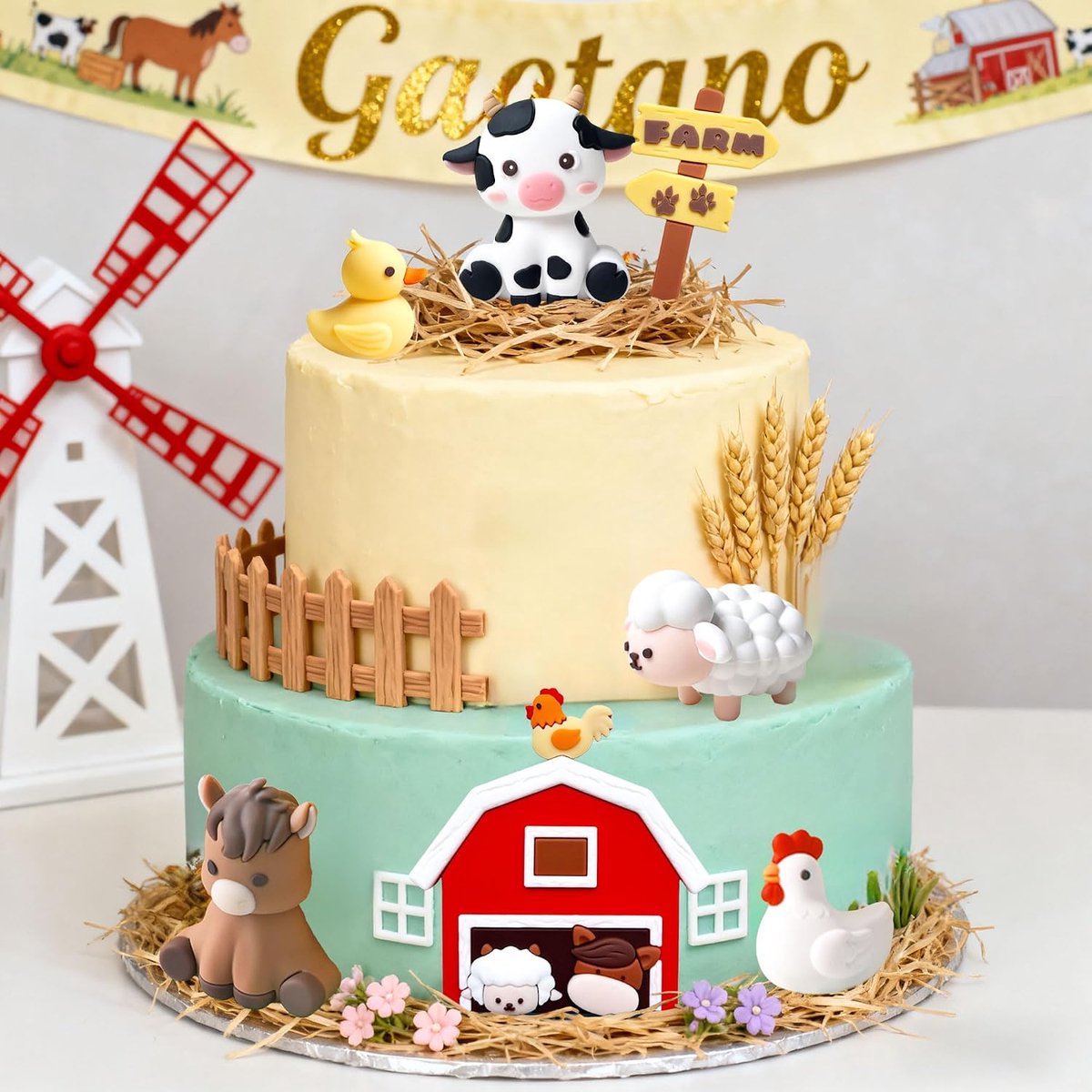 Boerderij verjaardagsdecoratie boerderij taartversiering