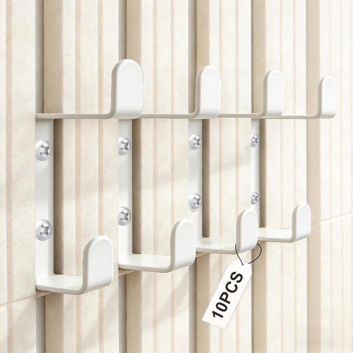 10 stuks kledinghaken, akoestische panelen, 13 mm, design met dubbele haken, witte haken, akoestische panelen, kapstok van koolstofstaal, voor kleding, handdoeken en sjaals