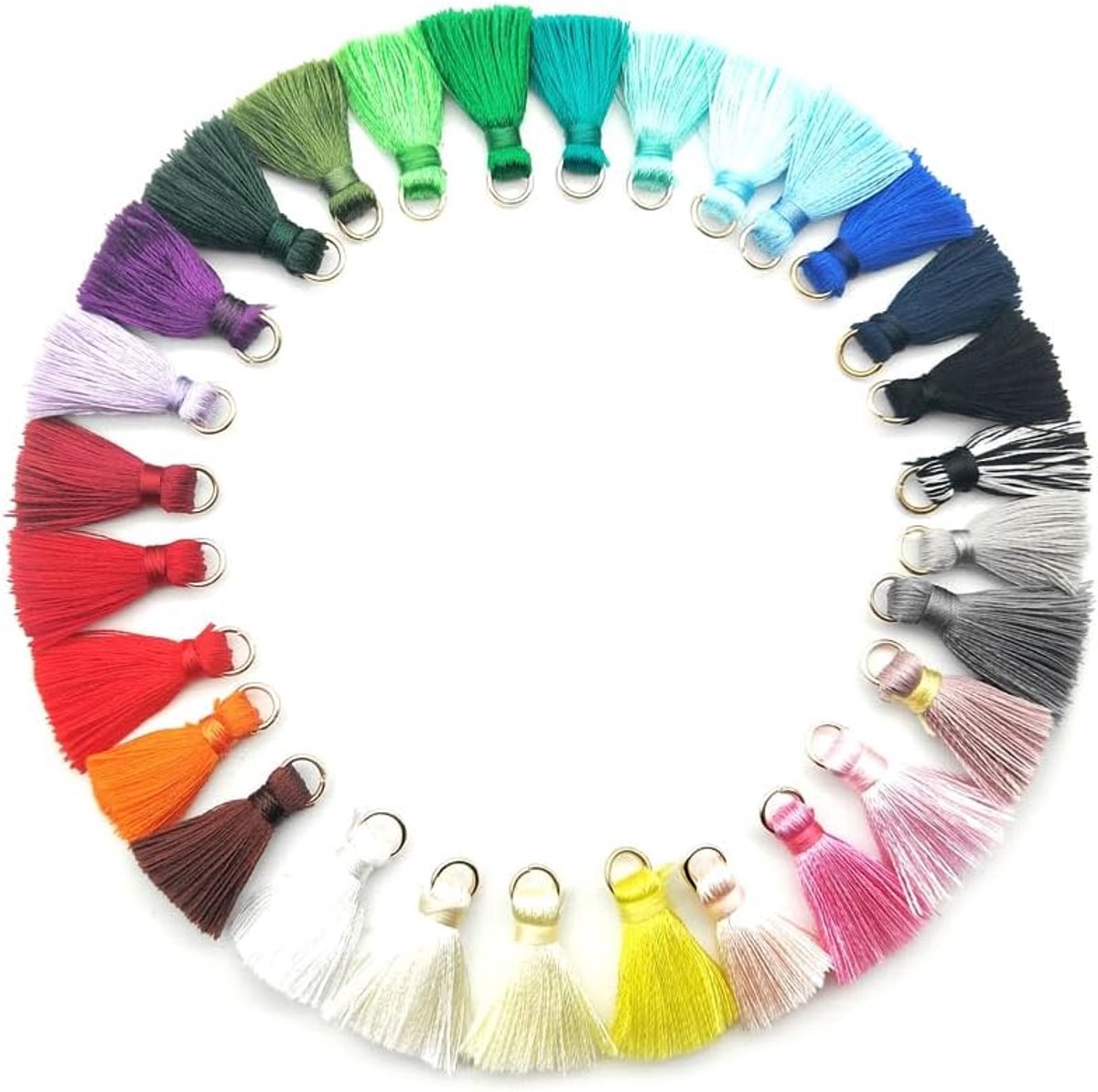 50 stuks mini-kwasthangers, 2 cm, zijdeachtige, rechte franjes, kwastjes, armband, sleutelhanger, knutselen, kwastjes voor oorbellen, sieraden, tassen, bladwijzers, doe-het-zelf handwerk, accessoires,