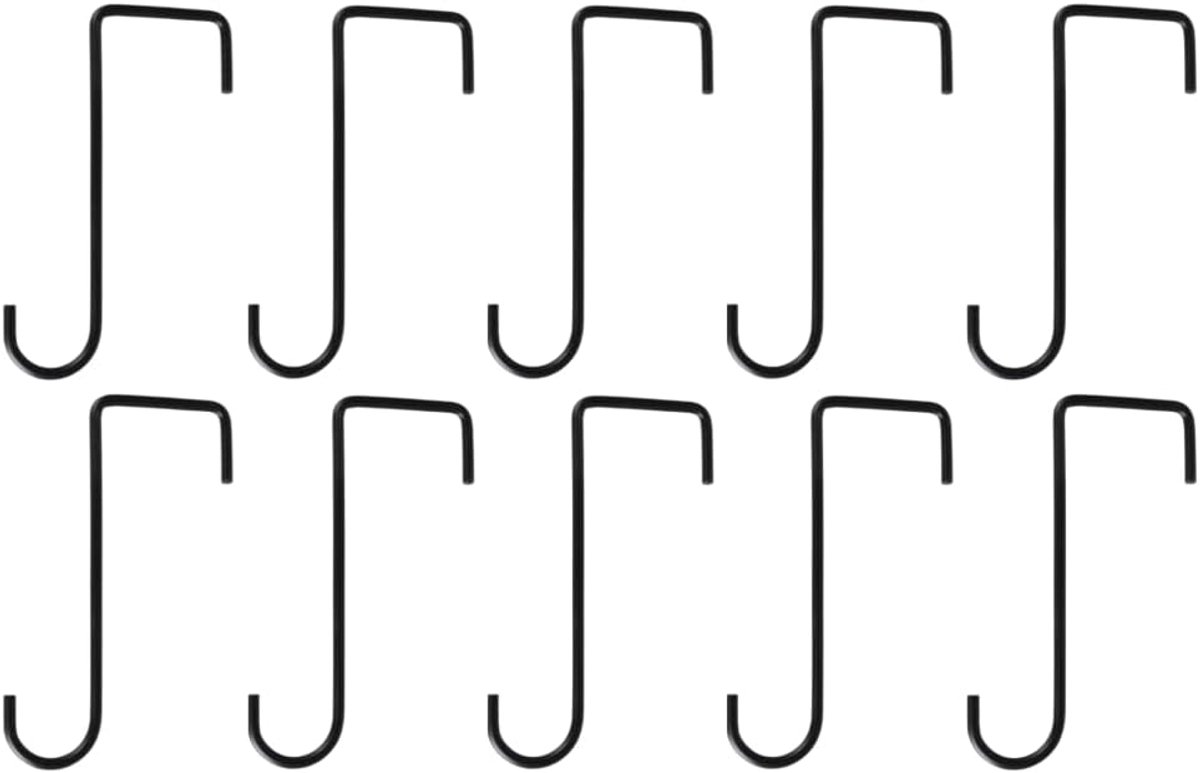 Haken, (5,5 x 15 cm) terrashangers gecoate stalen hekhangers, voor hangende planten, plantenbakken, vogelvoeders, verlichting, lantaarns, gereedschap (zwart)