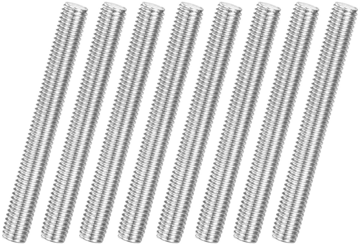 Set van 8 volledige schroefdraadstangen, M6 x 55 mm, 304 roestvrij staal, rechtse schroefdraad, draadstang voor meubelankerbouten, klemmen, U-bouten, metrische schroefdraad