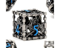 Rollenspel, DND Dobbelstenen Metaal ZHOORQI Dobbelstenen Set D&D Dobbelstenen voor Dungeons and Dragons, Polyhedraal RPG Dice（S-Blue Number）