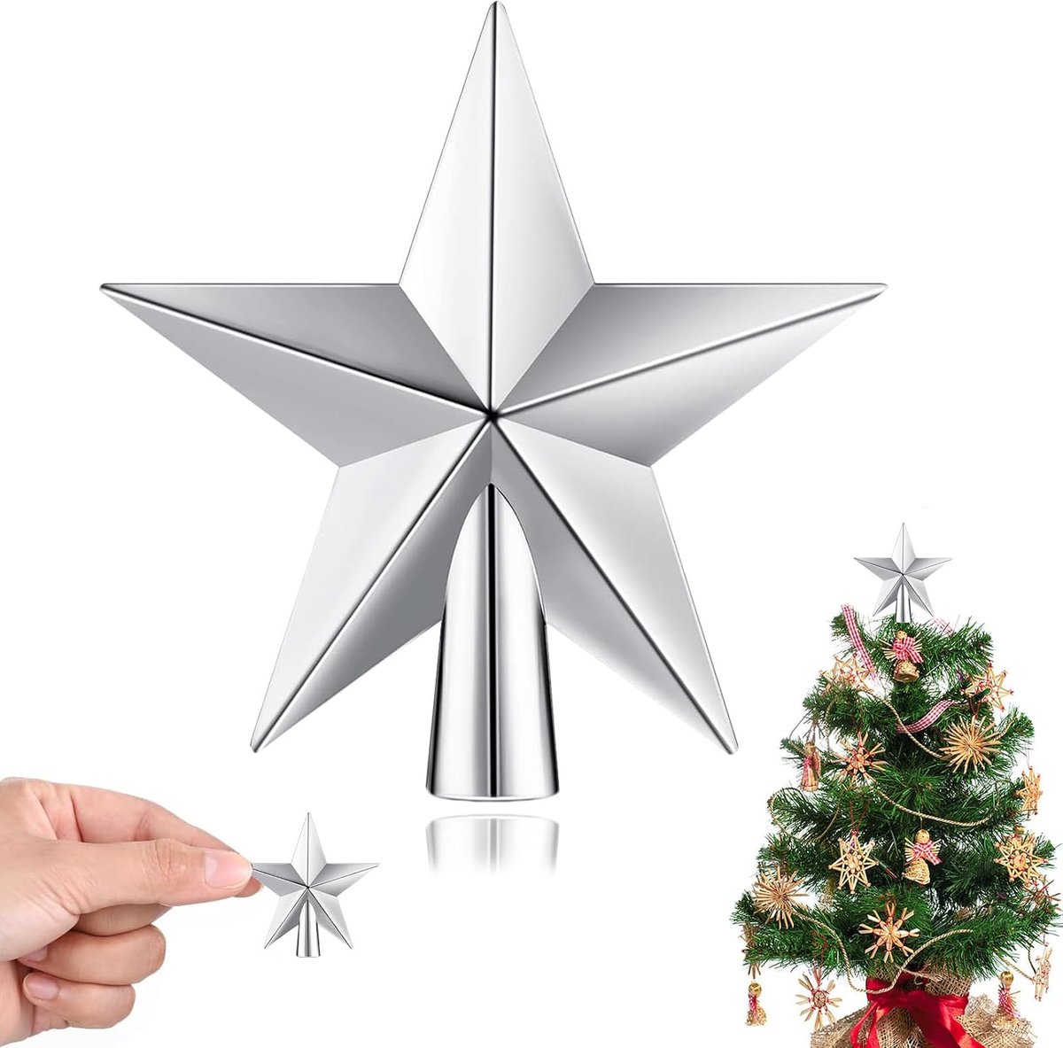 4,5 cm boompiek ster kerstboom ster kerstboomversiering, kerstboomtopper glitter, kunststof