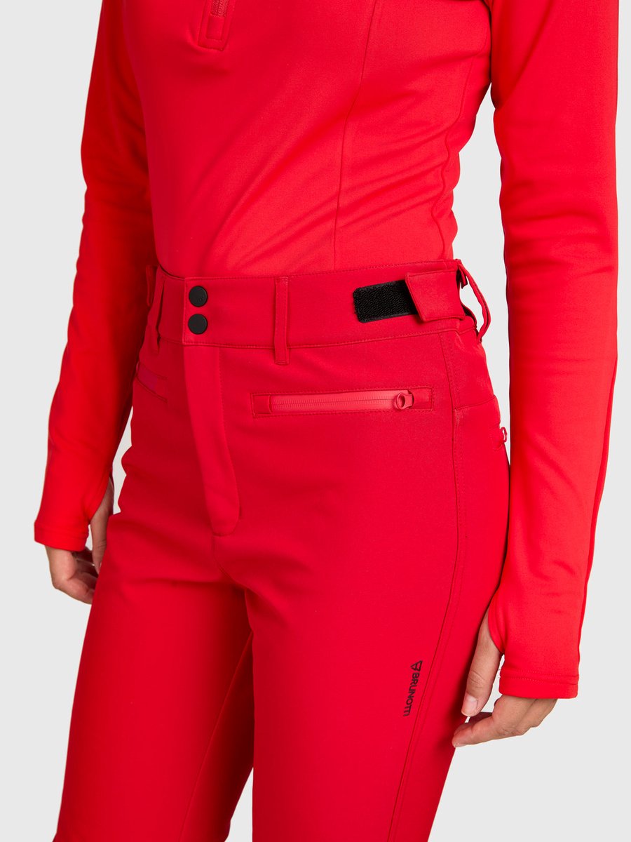 Brunotti Coldlake Softshell Ski Broek Dames True Slim fit Fleece Lining 10K Waterproof Rood