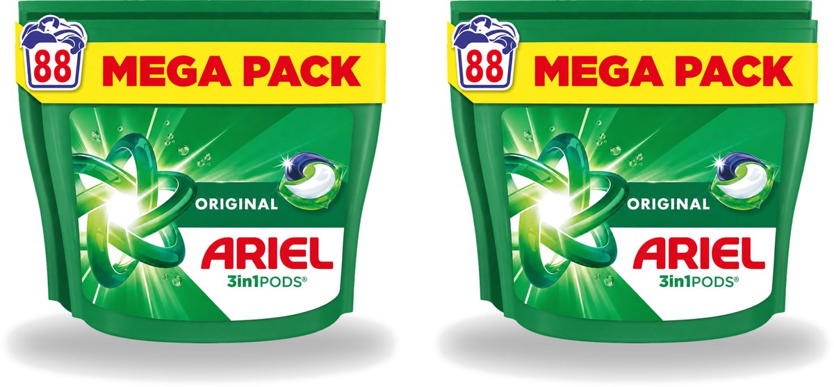 2 x Ariel - 3in1 Wasmiddel Pods - Original - 88 Pods - Voordeelverpakking - 2 stuks