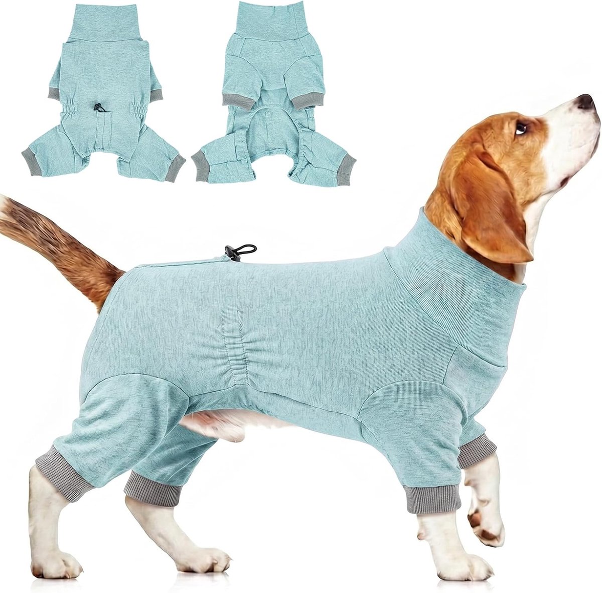 Hondenonesie voor kleine tot middelgrote honden, lichtgewicht pyjama 4-poot hondenjumpsuit, stretch bodysuit voor binnenkleding, slaap, basislaag, anti-vergieten en gebruik in de lente, herfst