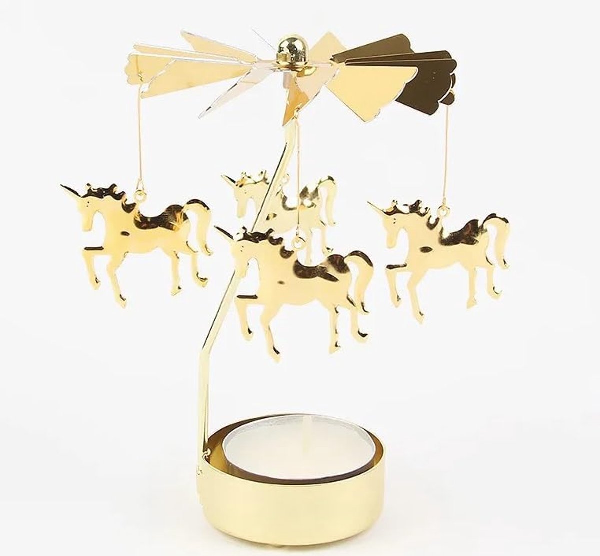 Carrousel – Magisch Draaiend Windlicht in Goud (Waxinelichthouder Carrousel - Unicorns)