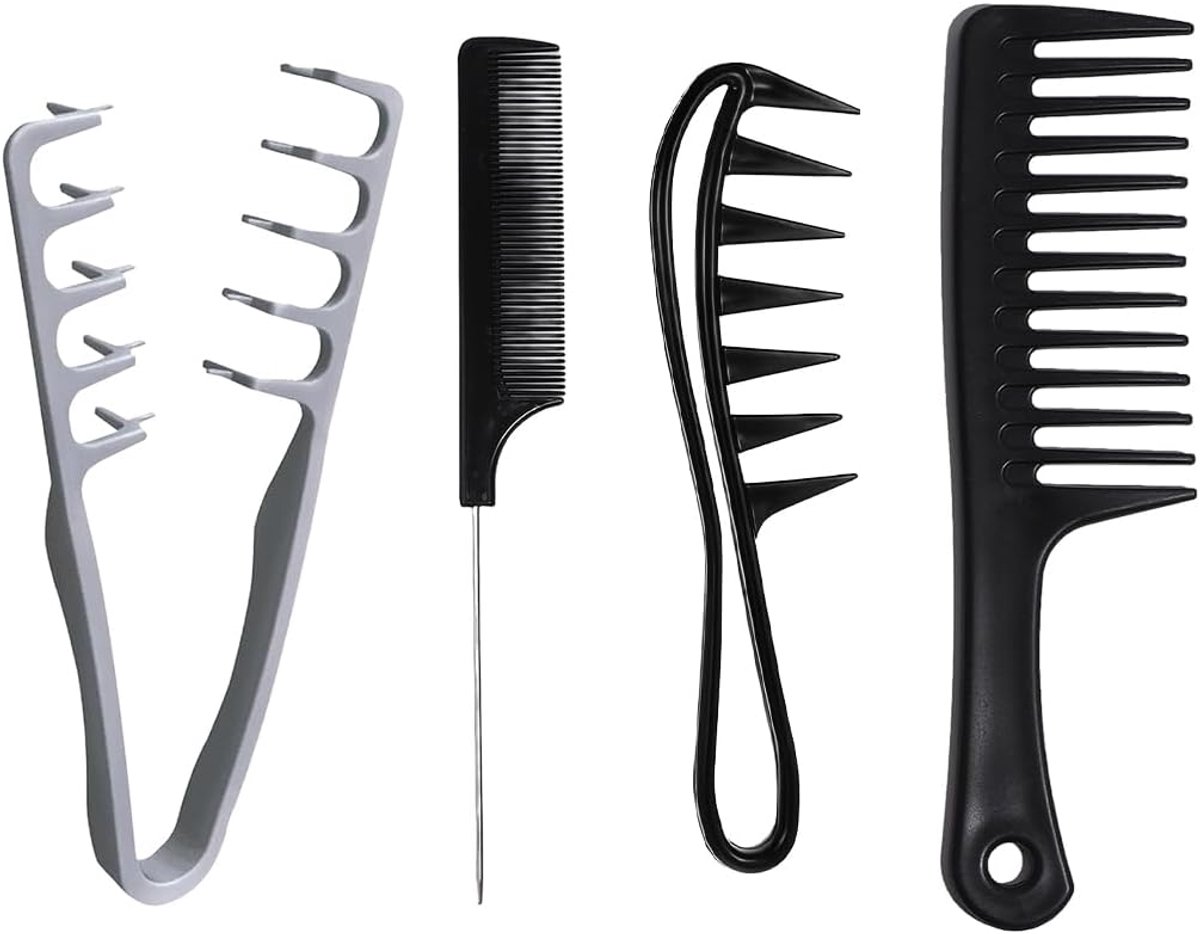 4 stuks quadkam, volumekam, haarkam voor heren, brede tanden, volumekam voor mannen en vrouwen, kappersverzorgingsaccessoires