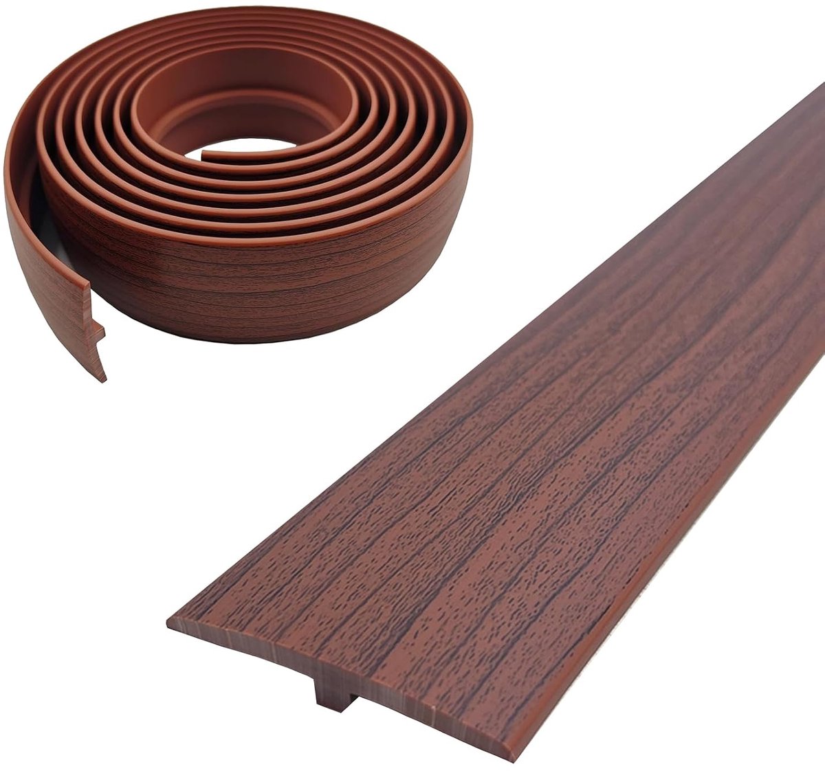 Zelfklevend, T-profiel, 5 × 300 cm, pvc, platte afdekking, voor deurdrempels en aansluitvloeren, laminaatvloertegels, 5 cm × 3 m
