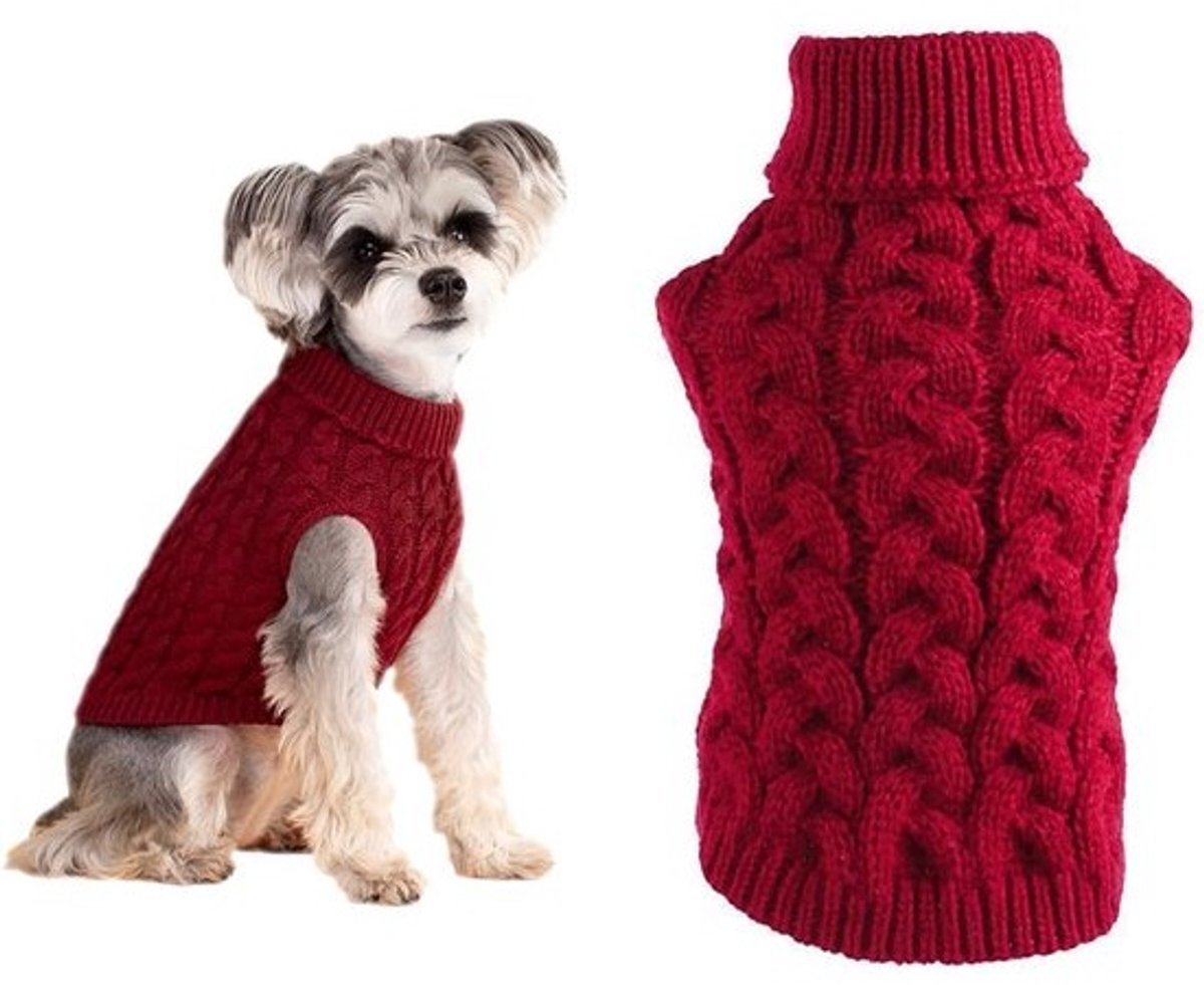 Warme turtleneck gebreide hondensweater voor kleine honden - zacht en ademend, maat M, geschikt voor 2.5-3.5 kg