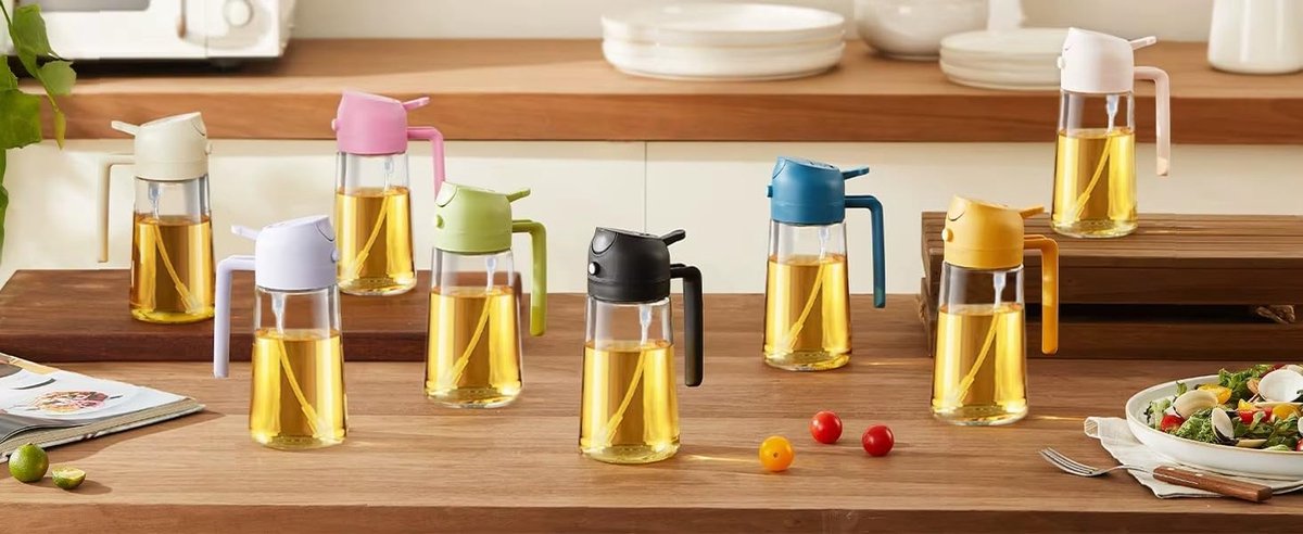 Precisie-oliespuitfles voor gezond koken, 0,15 g per verstuiving, anti-aanbaksproeier, 18,3 cm hoogte (zwart, 470 ml)