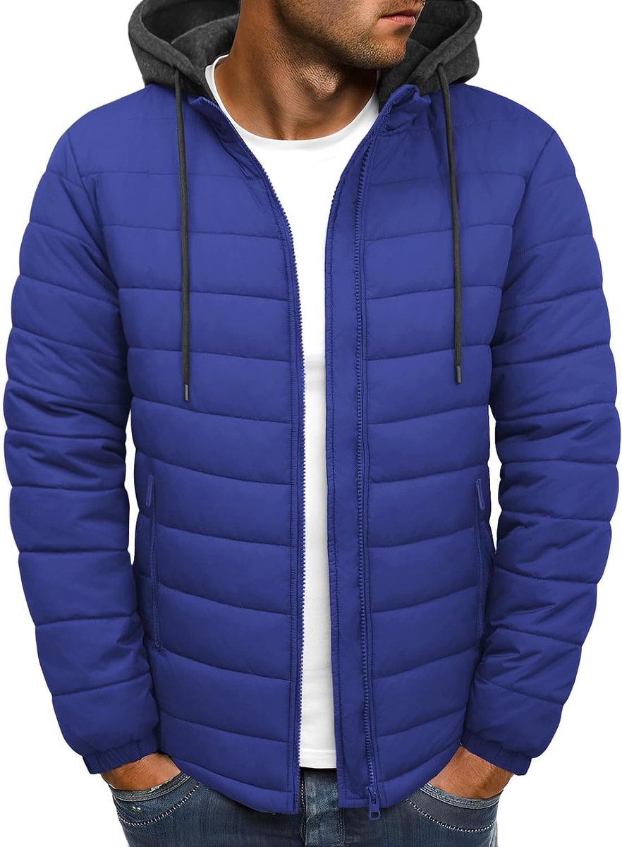 Herenjassen, licht, waterdicht, gewatteerd, tussenseizoen, warm, winddicht, herfst, winter, donsjack, sweatshirt, ritssluiting, afneembare capuchon