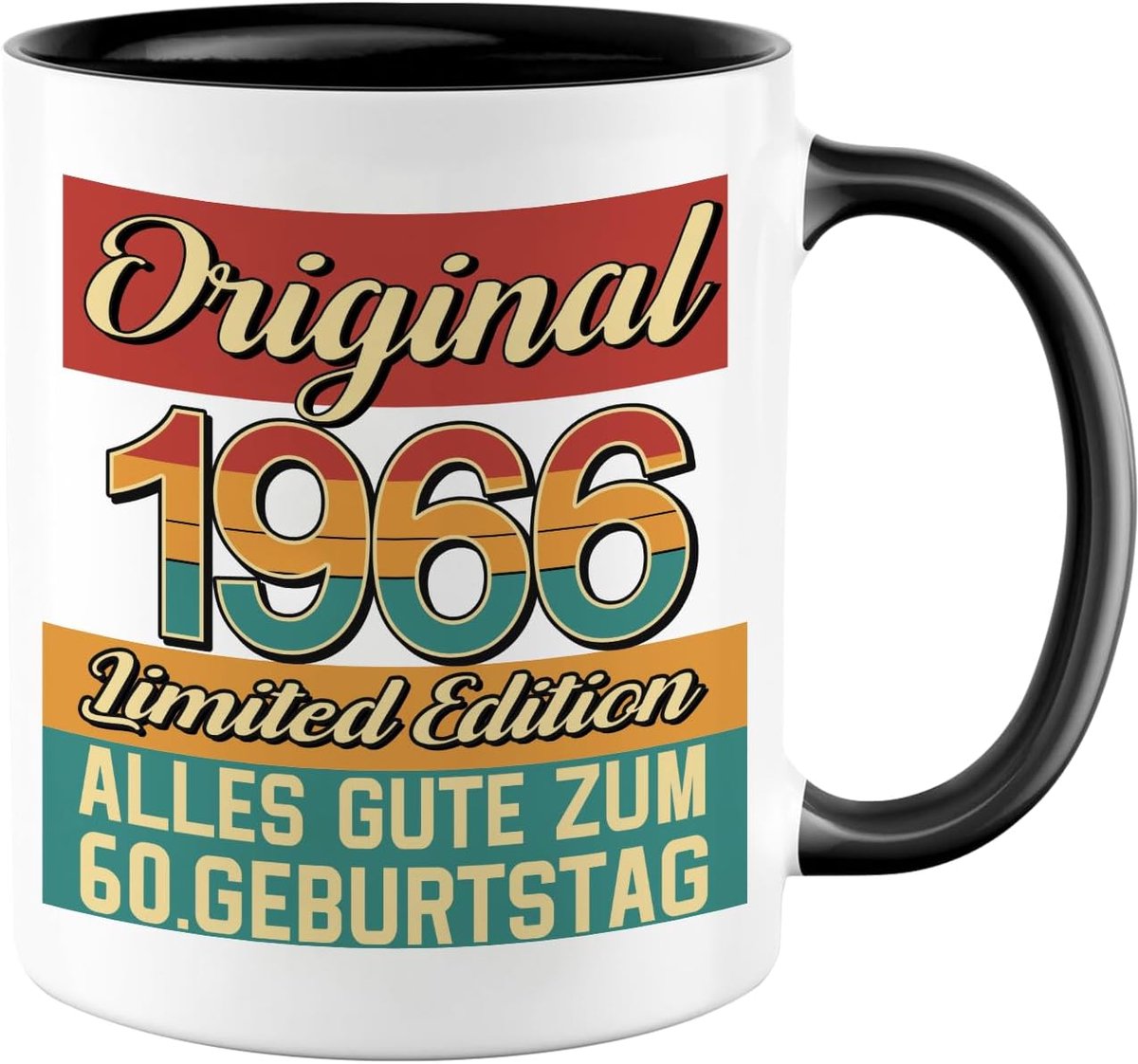 60e verjaardag cadeau, 1966 Limited Edition koffiebeker als, cadeau-ideeën voor een 60e verjaardag voor mannen en vrouwen, papa, mama, oma, opa, tante, zus, keramiek 350 ml