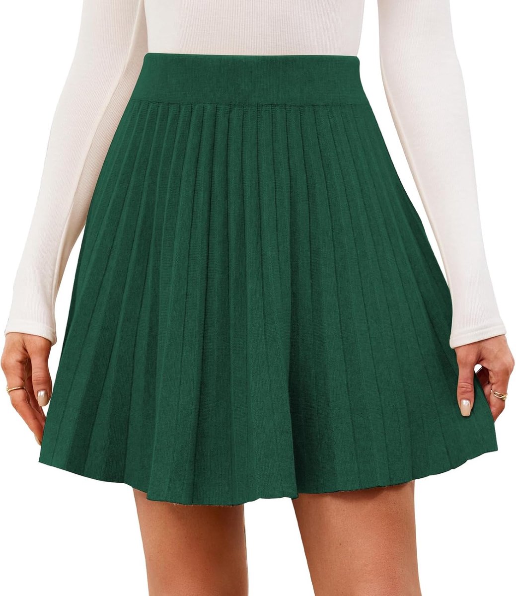 Damesrok, kort, hoge elastische taille, A-lijn, elegant, mini, effen, voor herfst en winter