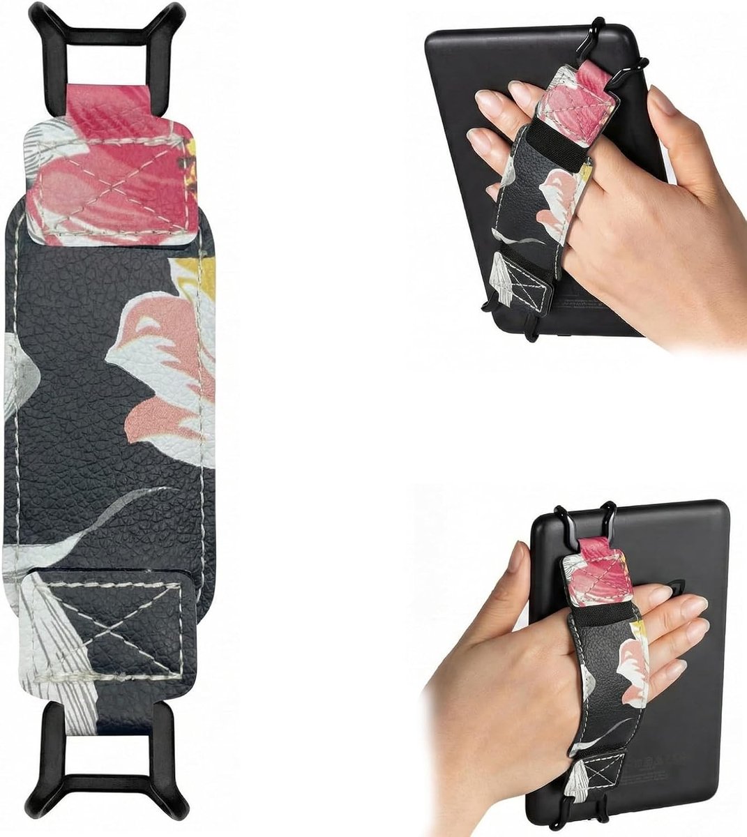 Armband voor e-readers en tablets, zachte polsband, lichte houder met elastische band, handvat voor tablets met hoge elasticiteit, bloemen