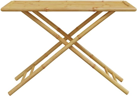 Tuintafel van bamboe, 110 x 55 x 75 cm, met lattendesign voor goede ventilatie en waterafvoer, opvouwbare tafel voor terras, tuin, binnenplaats, duurzaam en robuust — afbeelding 3