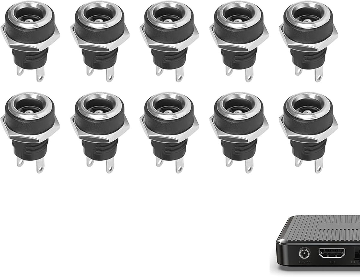 10pcs DC Female Connectors 5.5 x 2.1mm 2 Pole DC Female Solder Plug for Flush-Mounted Copper, Brass and Zinc Alloy - ShopVlot