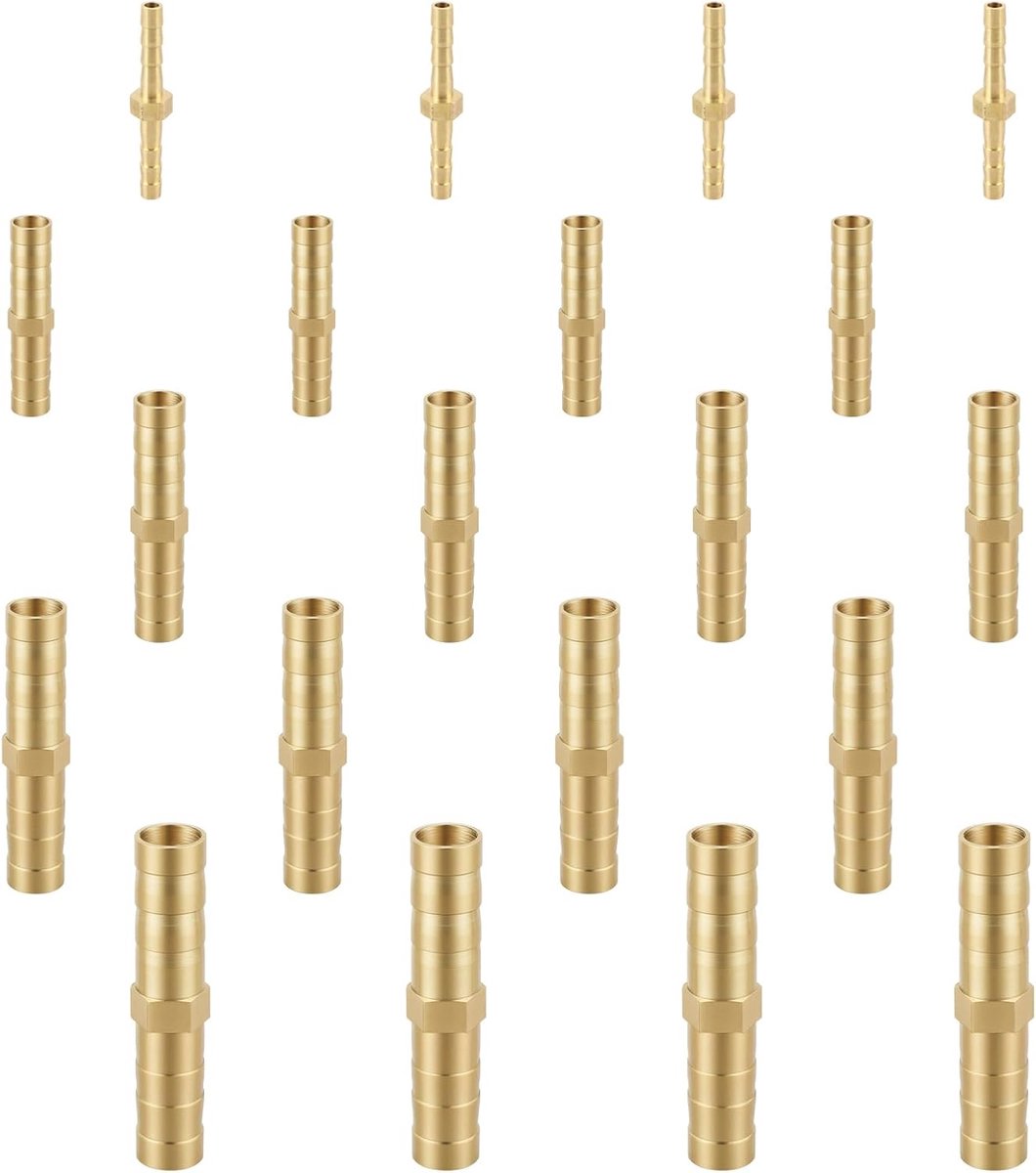 Set of 20 Brass Hose Connectors, Hose Connectors (4mm/6mm/8mm/10mm/12mm), Fuel Line Connector, Hose Connector for - ShopVlot