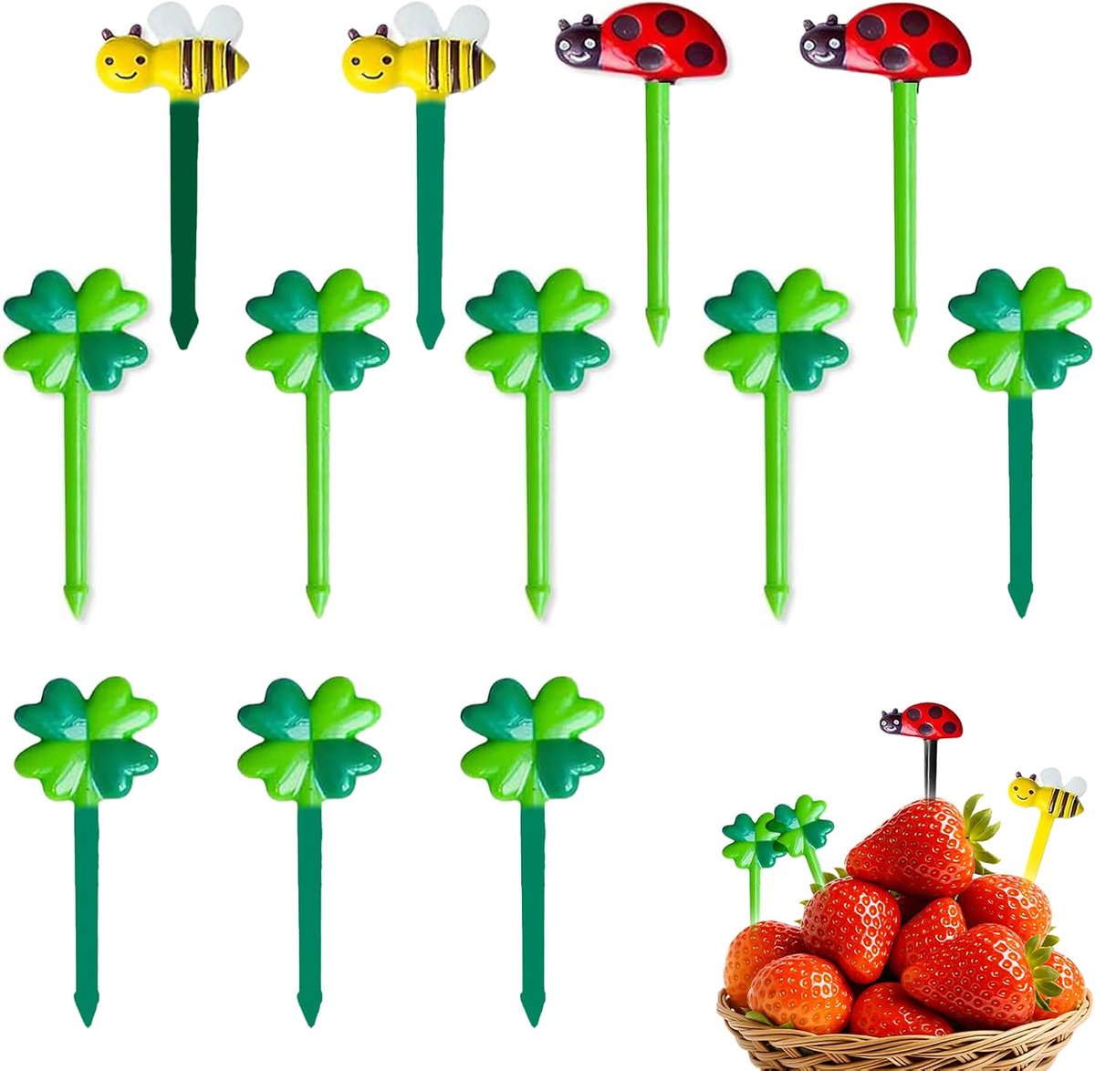 24-delige set herbruikbare snackprikkers, minivorkjes met stripfiguren, gemaakt van voedselveilig plastic, voor de lunchbox of een dessertschaal