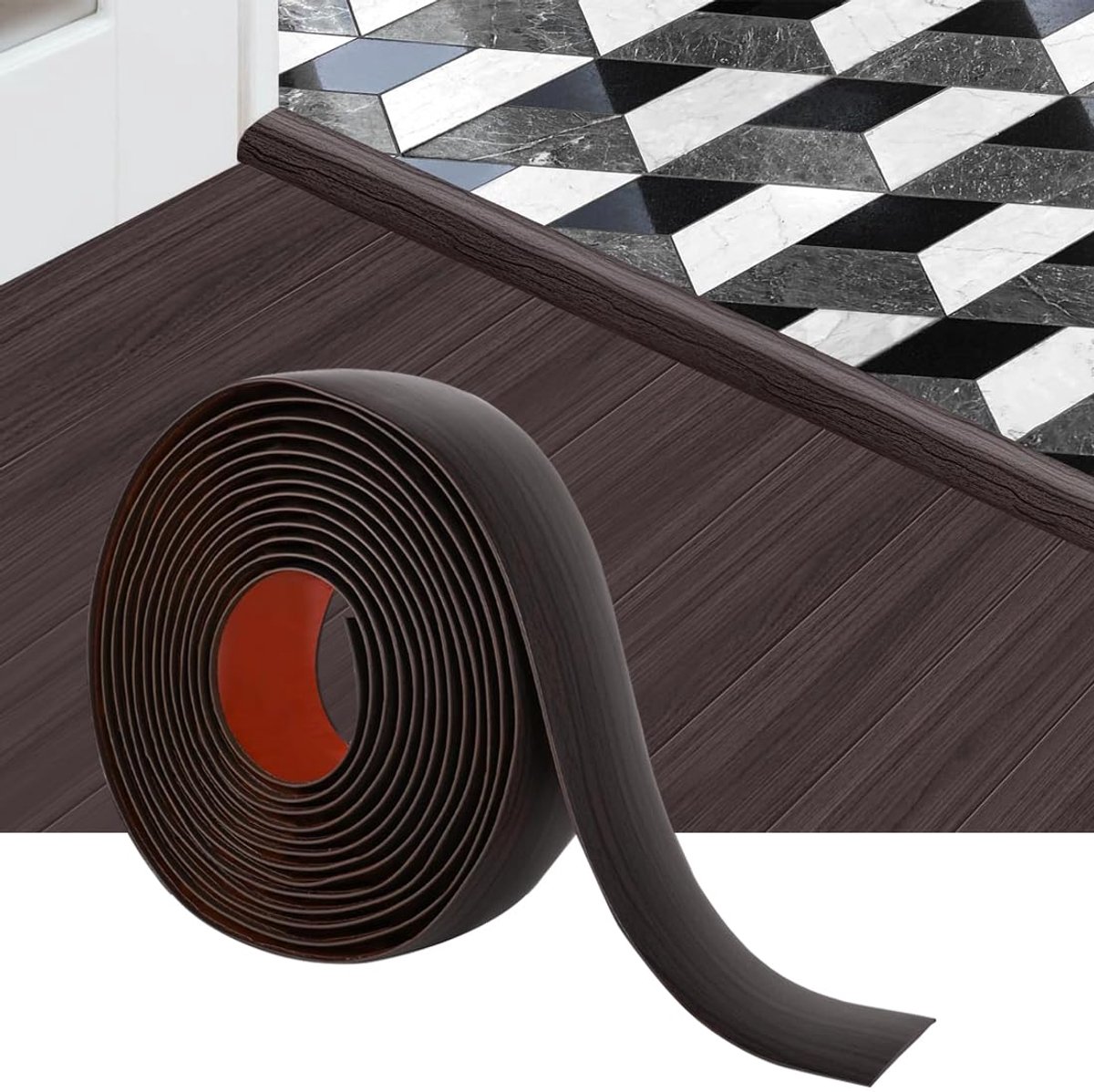 Vloerovergangsstrip, vloerscheidingsstrip, beschermfolie verwijderen en opplakken, zelfklevende vinyl vloerovergangsstrip, platte vloerscheidingsstrip voor het verbinden van vloeropeningen