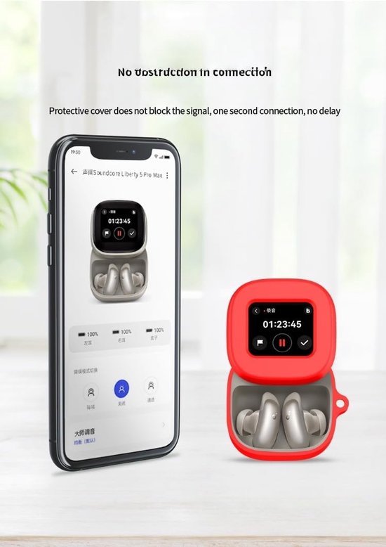 Hoes compatibel met Soundcore Liberty 5 Pro Max, stootvaste beschermhoes van siliconen, frontled zichtbaar, compatibel met Soundcore Liberty 5 Pro Max, donkerblauw — afbeelding 5