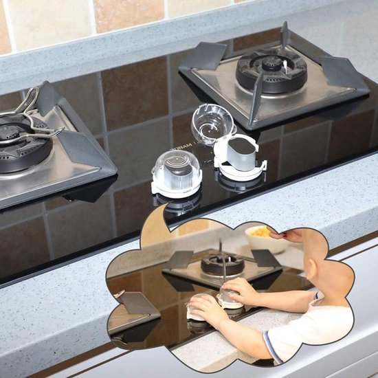 4 stks Kachel Knop Covers, Baby Proof Kids Veiligheid Oven Gas Grote Universele Ontwerp Kachel Knop Cap Bescherming Sloten Huisdier Proofing voor Kind Schakelaar Peuter Keuken Baby Proof, Transparant — afbeelding 2