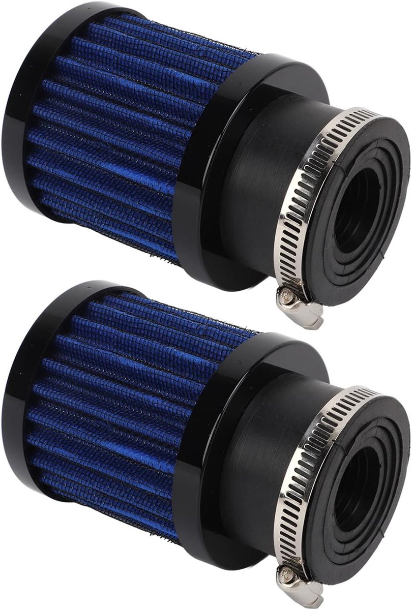 Luchtfilter, Universeel ATV-luchtfilter 28-48 Mm 2 Stuks Verhoog Het Vermogen Hoge Filtratie-efficiëntie voor Bromfiets-scooter (Zwart blauw)