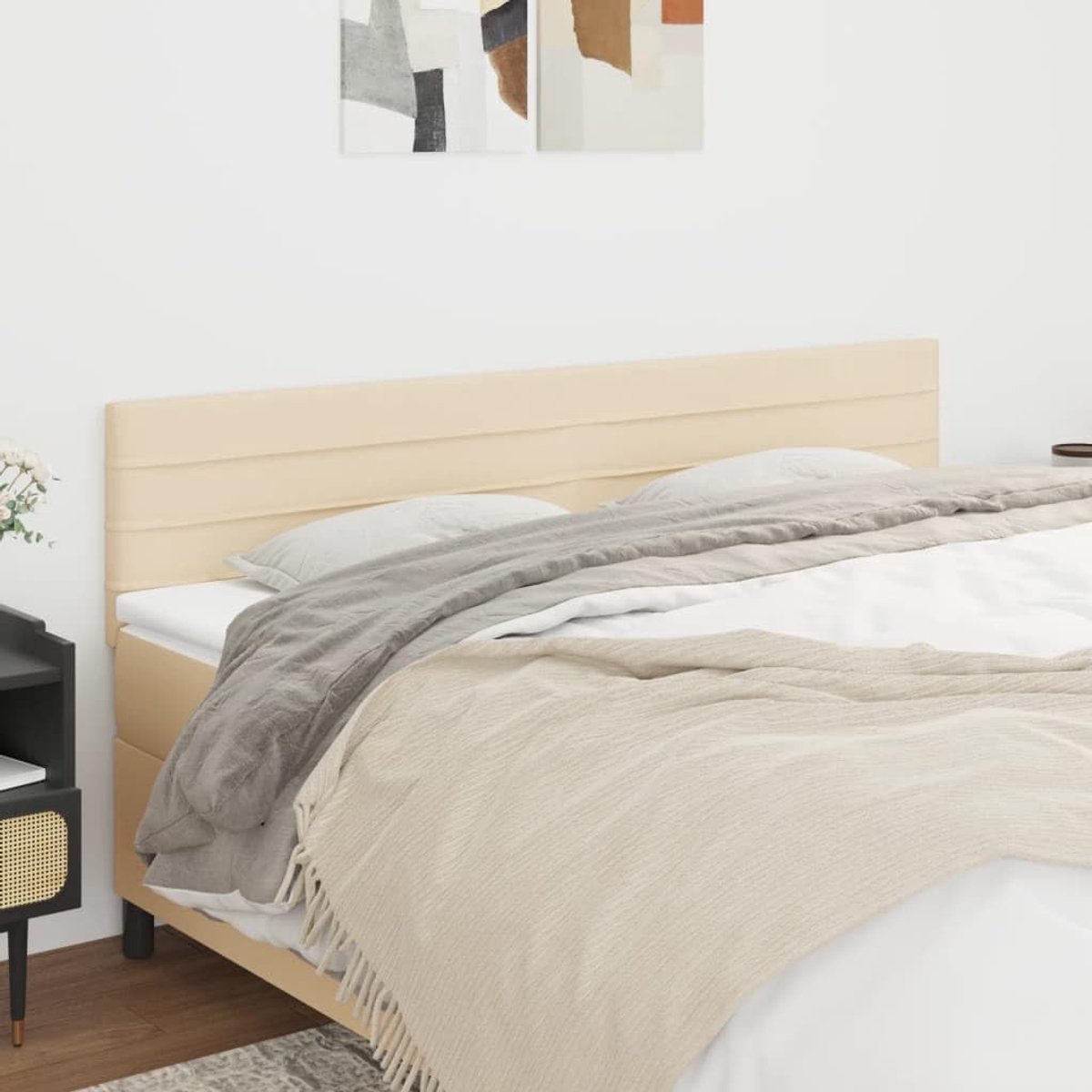 Hoofdborden, 2 stuks, crème, 80 x 5 x 78/88 cm, stoffen hoofdeinde voor de slaapkamer, hotel, hoofdeinde, werkkamer, voor slaapkamer, tweede slaapkamer, hotel