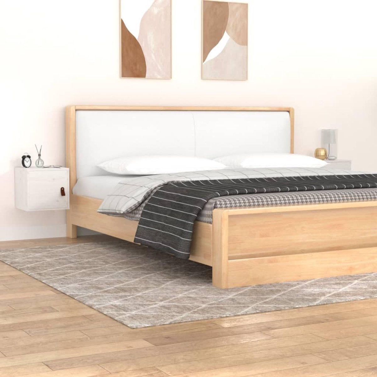 Zwevende planken wandkasten 2 stuks wit 31,5 x 30 x 30 cm massief grenen voor woonkamer keuken kantoor badkamer