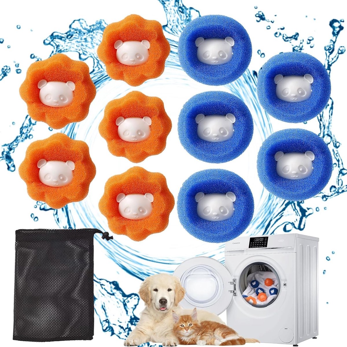 Effectieve Haarverwijderaar voor Wasmachine - 5 Stuks Fluff Voet, Ideaal voor Hondenhaar en Kattenvacht, Haarvanger voor Schone Was