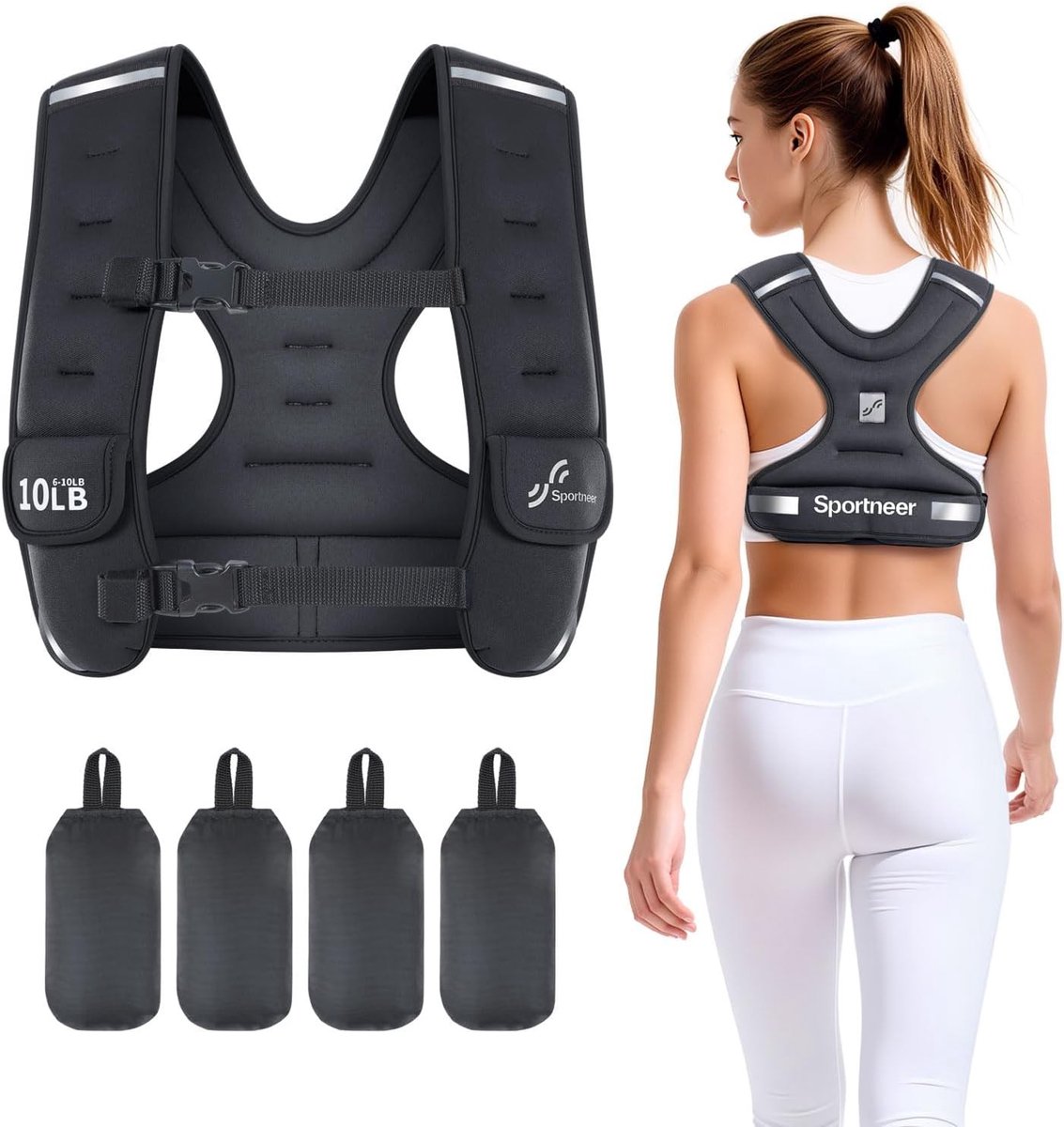 Verstelbaar Gewichtsvest voor Vrouwen - Ideaal voor Hardlopen, Fitness en Training - 4.54kg, Zwart