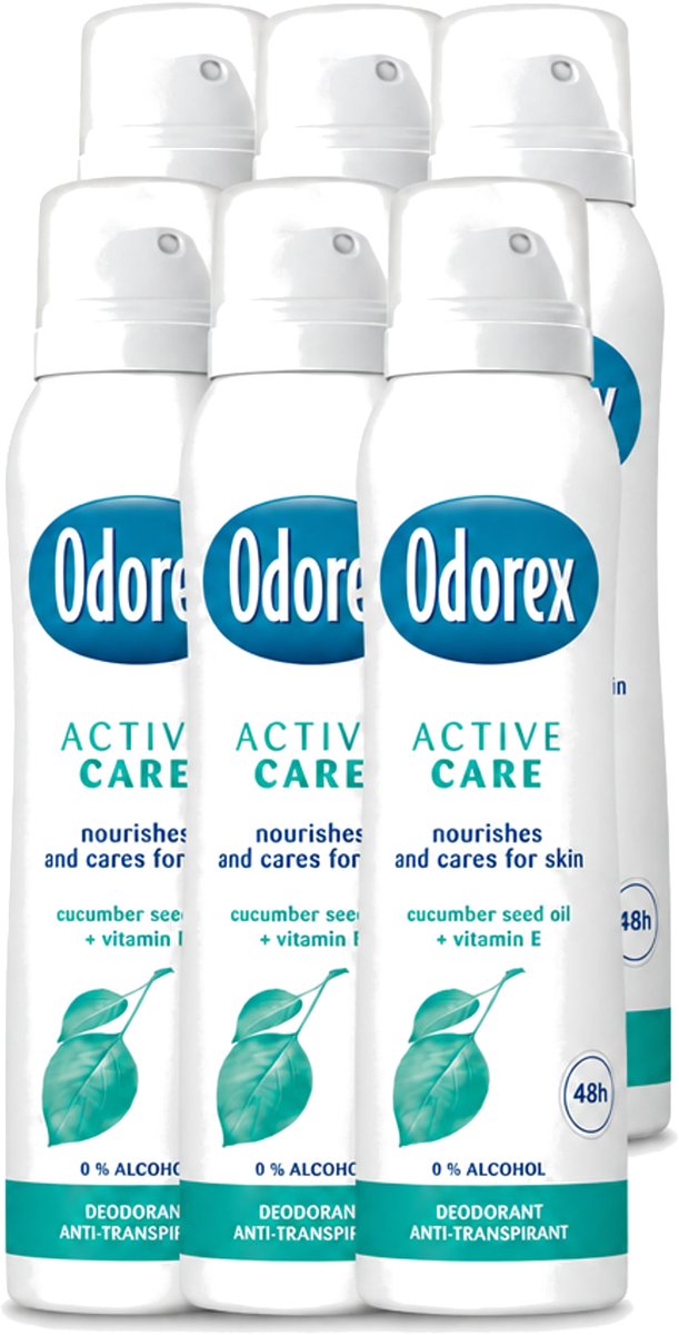 6 x Odorex - Deodorant Spray - Active Care - Actieve Bescherming - 150 ml - Voordeelverpakking - 6 stuks