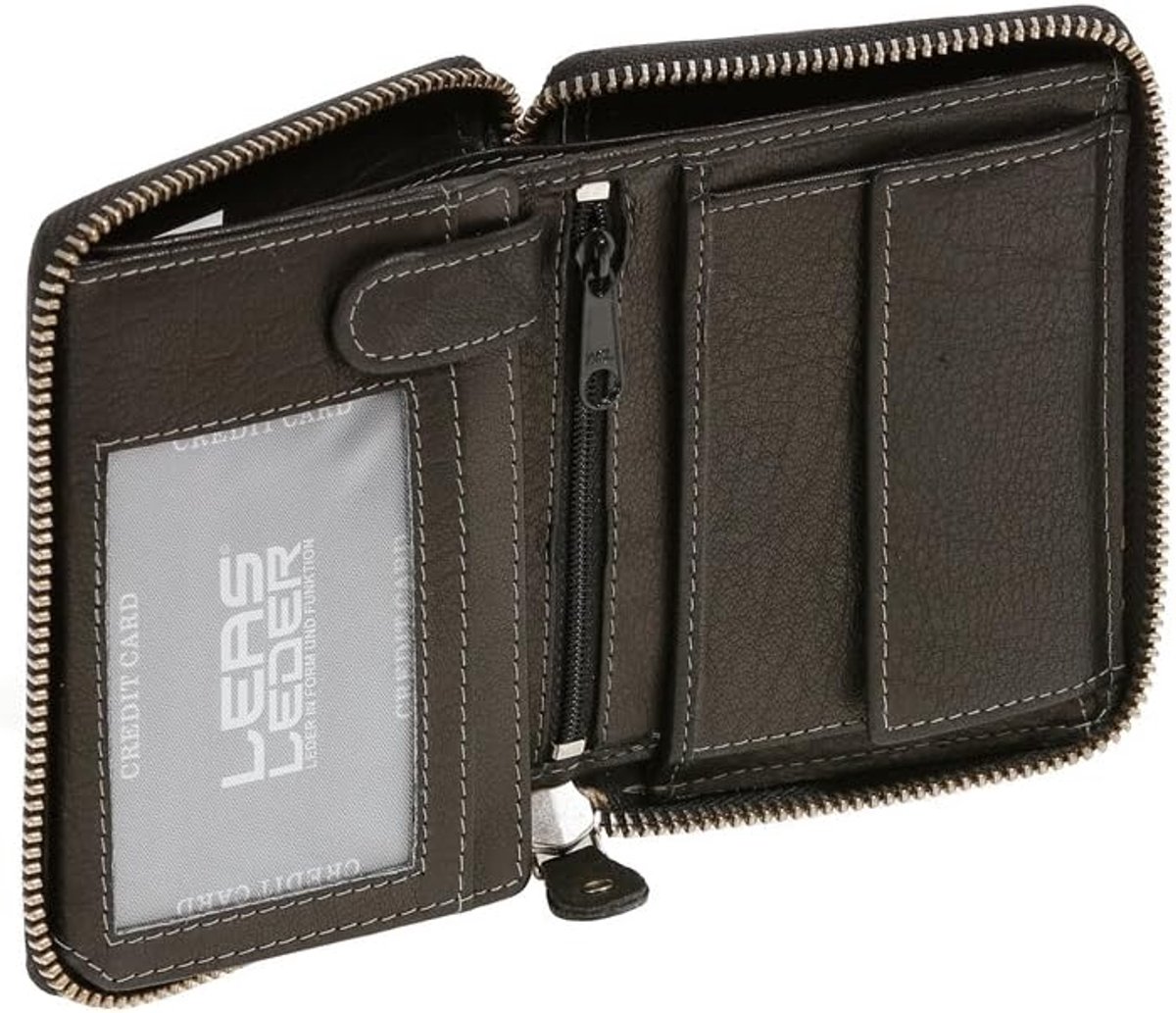LEAS zipper wallet with zipper all around and RFID protection block foil wallet protects credit cards from data - ShopVlot