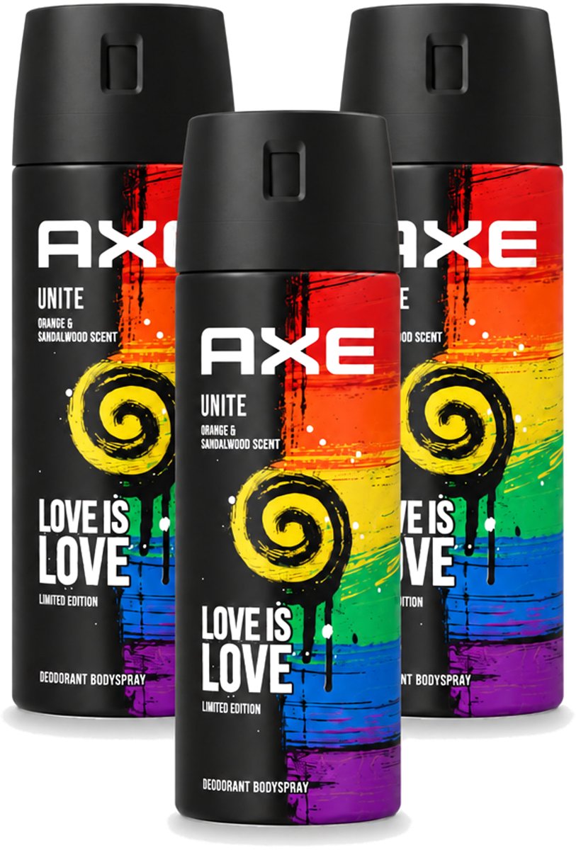 3 x Axe – Deodorant Spray – Unite – 150 ml - Voordeelverpakking - 3 stuks