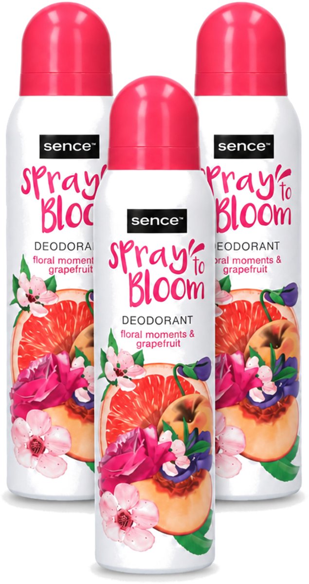 3 x Sence - Floral & Grapefruit - Deodorant - Fris & Fruitig - 150 ml - Voordeelverpakking - 3 stuks