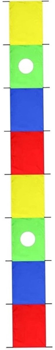Speelparachute - Gymspel voor kinderen - Voor buiten spelen - 16 handvatten - 540 x 90 cm - Regenboog