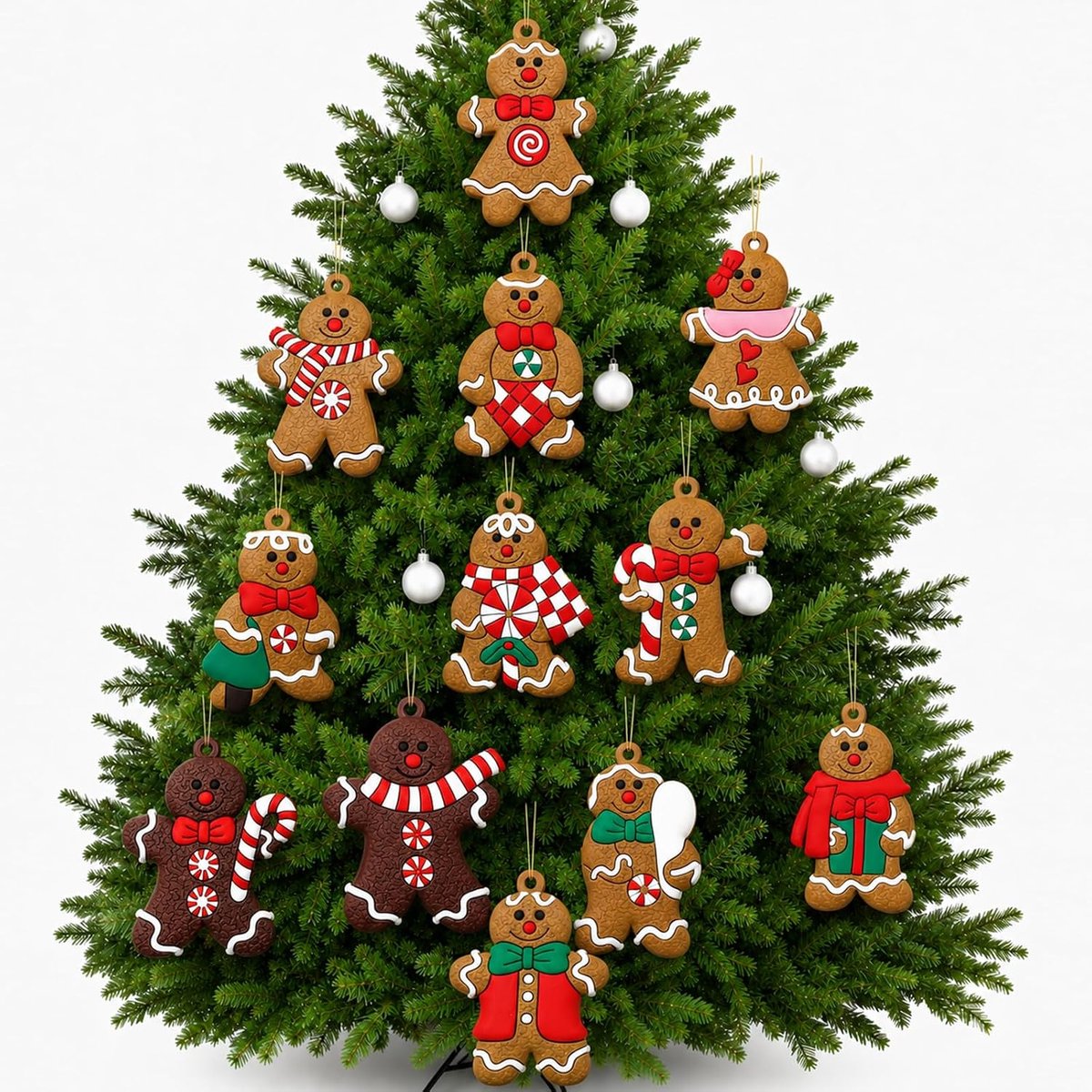 Peperkoek kerstsieraden, met ophangkoord, 12 stuks - ShopVlot