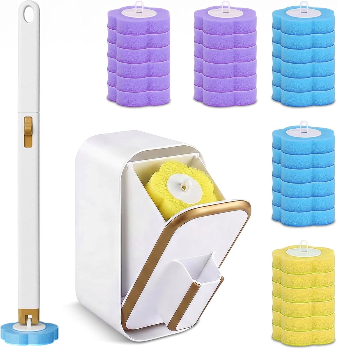 Set van 30 navullingen voor toiletborstel - Disposable met geur - Vervangbare sponskoppen - ShopVlot