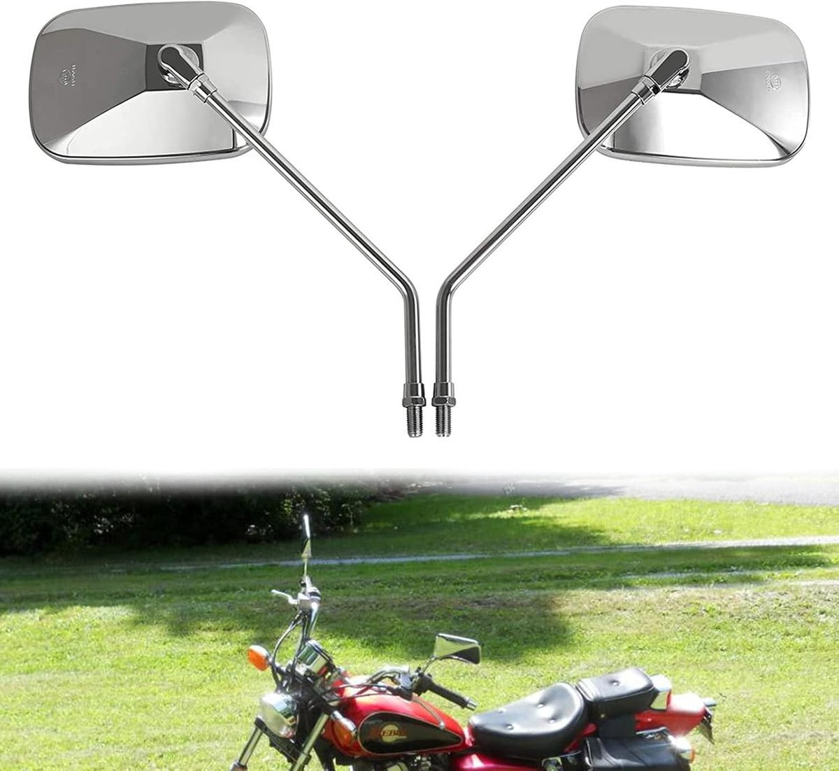 Motorfiets Achteruitkijkspiegels - Zijspiegels Motor - Veilig Rijden - Universele 10mm Montage - 312 cm Lengte - Chroom