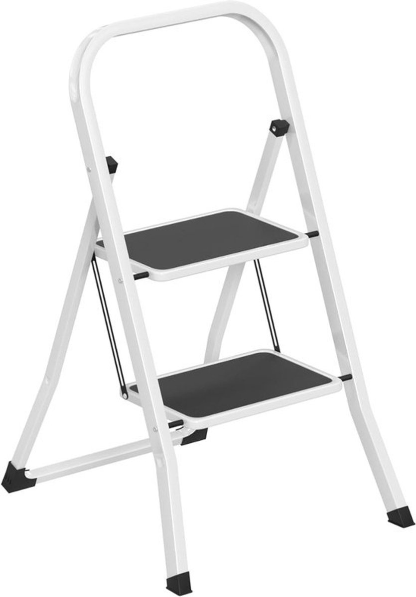 Vouwladder - 2 treden - Opvouwbaar - Antislip - Voor keuken, garage en kantoor
